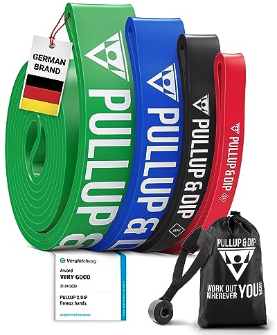PULLUP & DIP Bandes de Résistance Bande Élastique avec Sac, Guide d'exercice et Ancrage de Porte (Sets), Bandes de Traction, Pull-Up, Bande de Fitness pour d'Entraînement, Calisthenics