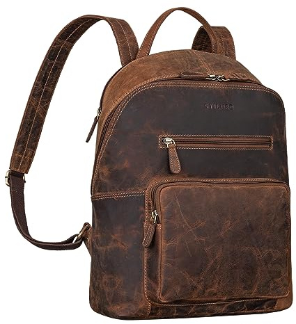 STILORD Caius Mochila día Cuero señoras y Hombres Mochila portátil 10.1 Pulgadas Mochila Estudiante Mochila Ciudad Hombres Color:Calais - marrón