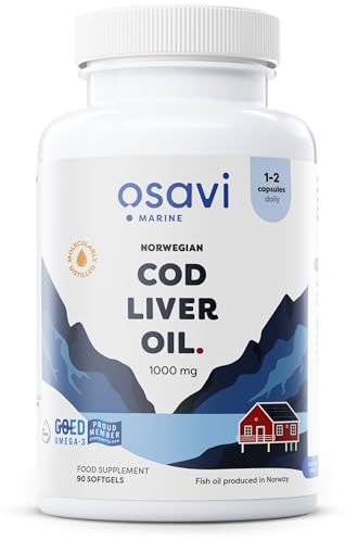 Osavi - Cod Liver Oil Softgels | Norwegisches Lebertranöl in Kapseln mit natürlichem Zitronengeschmack - 1000 mg Omega-3 für Herz, Gehirn & Immunsystem | 90 Softgels