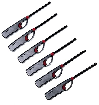 6 Pack BBQ Grill Lighter Casings Refillable Butane Gas Candle Fireplace Kitchen Stove Long