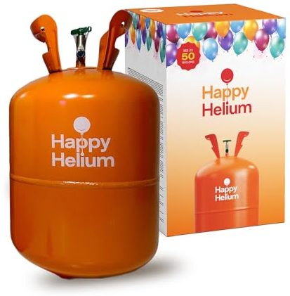 Happy Helium® Ballongas Helium für 50 Luftballons | Heliumgas mit Füllventil - Balloon Gas 400 Liter (0,4 m³) für Geburtstag, Hochzeit, Party