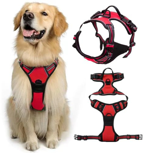 DKDDSSS Hundegeschirr Atmungsaktiv Brustgeschirr, Anti-Zug Geschirr, Hundegeschirr mit Atmungsaktiver Polsterung, HHundegeschirr Grosse Hunde, Geschirr für Hunde, Einfache Anpassung und Benutzung