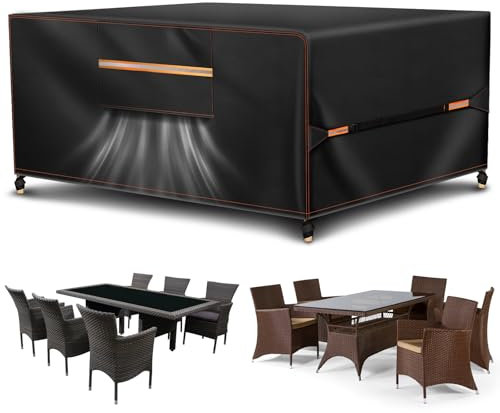 Garden Furniture Covers Set Waterproof 180x120x74cm 420d Patio Outdoor Furniture Covers Waterproof Rattan Garden Furniture Outdoor Table Cover Garden Table Covers with Windproof Buckle D