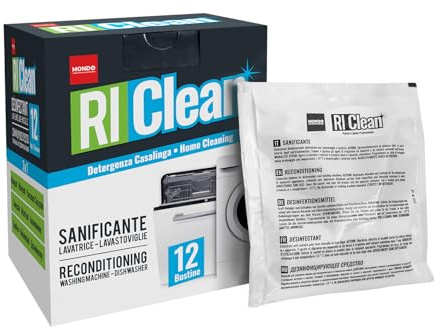 RICLEAN SANIFICANTE E IGIENIZZANTE PER LAVASTOVIGLIE E LAVATRICE PROFESSIONALE - 12 BUSTINE - SENZA PROFUMO