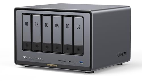 UGREEN NASync DXP6800 Pro 6-Bay Desktop NAS, Intel i5 1235u 10-Core CPU, 8GB DDR5 RAM, 128G SSD, 2 * 10GbE, 2 * M.2 NVMe Slots, 8K HDMI, 2 * TBT4, Network Attached Storage (Diskless) (DXP6800 Pro)