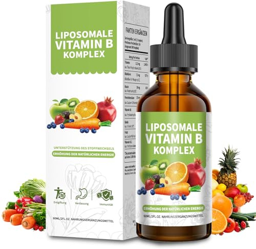 Mommachi Liposomale Vitamin B Komplex Tropfen, Hochdosiert Flüssiges mit alle 8 B-Vitamine (B1, B2, B3, B5, B6, B7, B9, B12), Vegan, Keine Zusatzstoffe, Aktive Vitamin B Formen, 60ml (1 Packung)