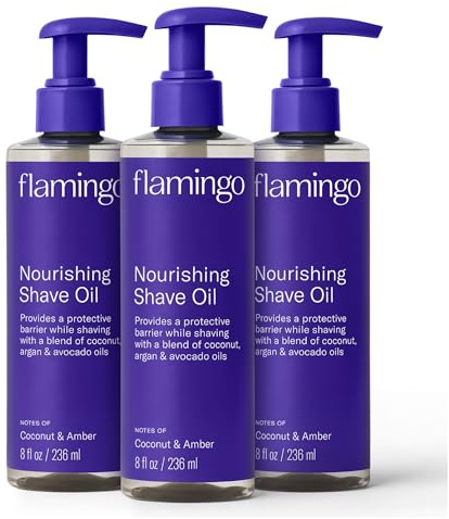 Flamingo Nourishing Shave Oil for Women with Coconut, Argan, & Avocado oils, 8 FL OZ, Pack of 3