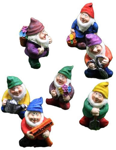 7 Stück Miniatur Gartenzwerge,Gartenfigur aus Harz,Gartendeko für Draußen,Garten Mini Statue für Tisch und Dekoration für Feiertagsfest Gartendekoration Zubehör