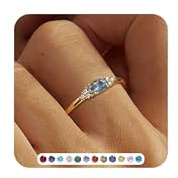 ZNBOH Bague Femme Or Pierre de Naissance Bagues Plaqués Or 18 Carats Pouce Bague con Citrine Grenat Améthyste Péridot Émeraude Alliance Bague Fiançailles Promesse Mariage Cadeau Anniversaire Bijoux