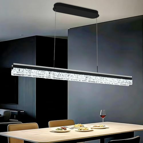 szcflaghip Lámpara colgante LED Lámpara de araña de cristal negro Lámpara elegante para comedor