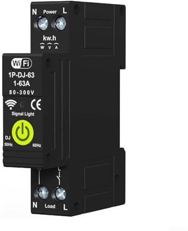 Interruptor inteligente WiFi 63A con control por aplicación para Tuya y Smart Life, función de contador bidireccional, protección contra sobrecorriente ajustable y control remoto para red doméstica