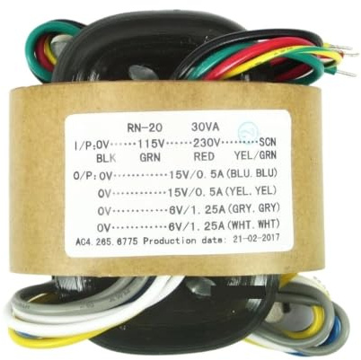MIUDU8RYGP 1 st 30 VA 30 W 15 V x 2 + 6 V R-Core transformator för förförstärkare DAC amp