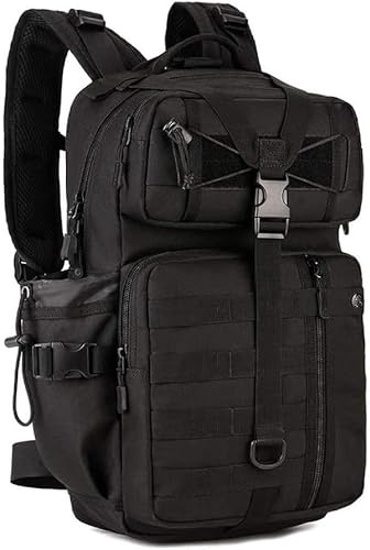 HUNTVP 25L Sac à Dos Militaire College Molle Sac a Voyage Sac à Dos de Cours pour Randonnée Sport Voyage Cyclisme Escalade (25l-noir)