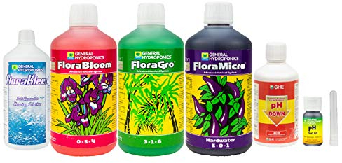 Weedness GHE Dünger Tripak Flora Starter Set Professionell 6-teilig – Grow Tomaten Naturdünger NPK Orchideen Palmen Bio Gemüse Bonsai Organischer