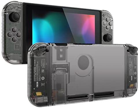 eXtremeRate Carcasa Transparente para Nintendo Switch Accesorios Funda Protector Shell Placa de reemplazo con Botones para Nintendo Switch Consola Joycons Control(Negro)