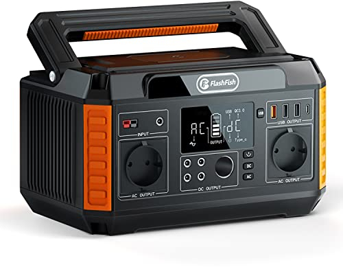 FLASHFISH P60 Tragbare Powerstation 520Wh,Solar Generator mit 230V/560W(Surge1100W) Steckdose,5xDC Output und 4xUSB Outputs,Notstromaggregat Akku für Party, Camping, Wohnmobil