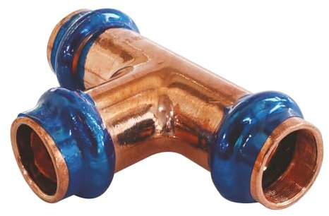 SOMATHERM FOR YOU, Té égal cuivre à sertir FFF Ø14, raccord indémontable conforme EN1057, pression max 16 bars, température max 95°C, témoin de sertissage, joint étanchéité EPDM