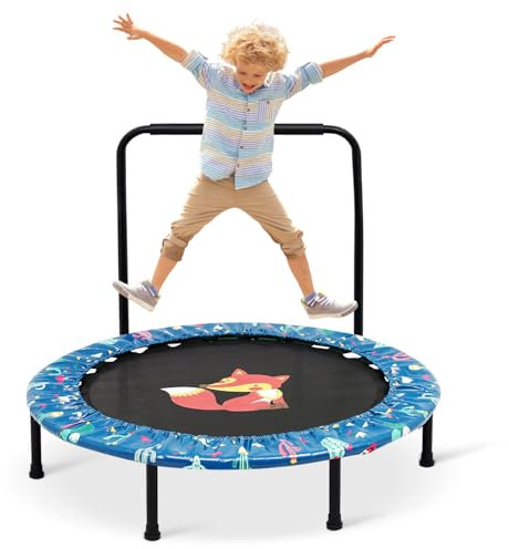 Kindertrampolin mit Handlauf, Mini Trampolin für Kinder, Gartentrampoline, Kindertrampolin für Drinnen