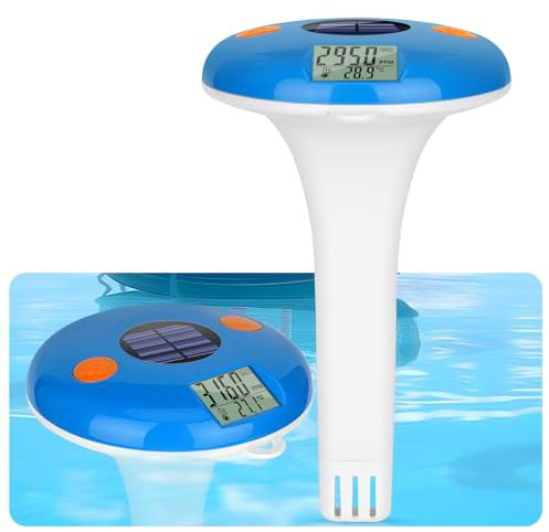 YINMIK Tester di sale piscina, tester di salinità per piscina digitale galleggiante con termometro per piscina di acqua salata, tester di salinità e temperatura a energia solare per spa, vasca