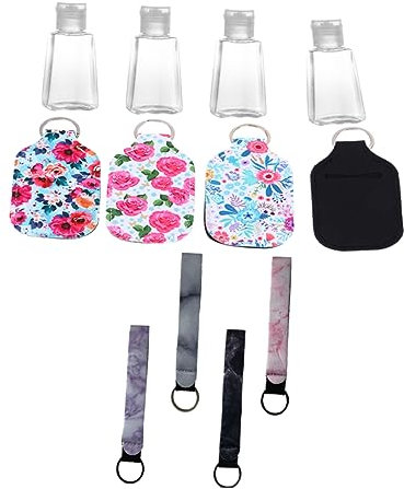 Beavorty 4sets Neoprene Keychain Bottle Cover Squeezy Bottles Key Holder Empty Keyring for Wedding Favors Gym Bag Stroller