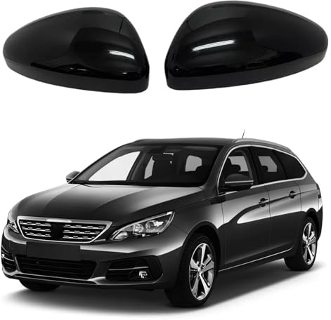 TTCR-II 2 PCS Carcasa Retrovisor Compatible con Peugeot 308 T9 MK2 Cubiertas de Repuesto 2013-2022 Tapas de Espejo Peugeot 308 T9 MK2 Cubierta Espejo (Negro Brillante)