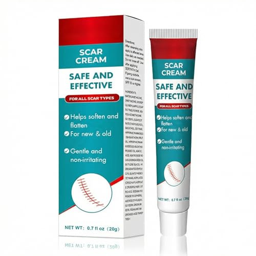 Scar Cream, Scar Care Cream, Silicone Scar Cream for Old and New Scars - Daily Scar Care Moisturising C-Section, Burn, Keloid Scars - Lightweight & Gentle Formula for Face & Body, 20g