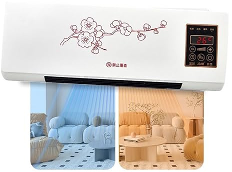 Ganzjahres-Wandklimaanlage: 2-in-1-Heizung und Luftkühler mit Fernbedienung, for Wärme im Winter und Kühlung im Sommer im Schlafzimmer(C)