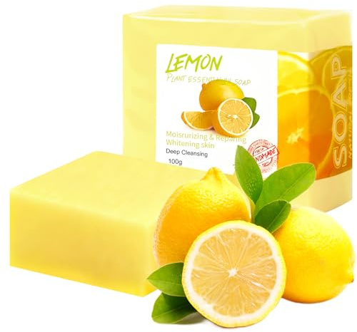 LOPHE Sapone Vegetale Profumato All'limone, Sapone da Doccia Vegano per Tutti i Tipi di Pelle - con Burro di Karité, Olio di Vinaccioli, Olio d'oliva e Limone, per una pelle morbida, 100 g