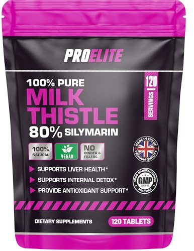 PROELITE Milk Thistle 120 Tablets | 80% Silymarin | 4,000mg per Serving | Vegan Supplement | Made in the UK