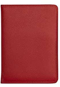 Josephine Osthoff Ausweisetui Reisepasshülle Hochformat Ausweishülle Leder Damen Gross Ausweistasche Herren Passport Cover RFID-Schutz Brieftasche ohne Münzfach (941), Farbe:Kirsche