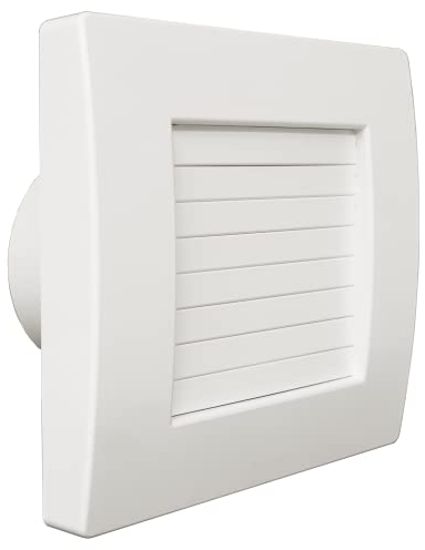SKS24 Abluftventilator 150mm mit Nachlauftimer und automatischem Verschlussgitter, Badlüfter, Lüfter, 9 cm x 17 cm x 17 cm, Timer, Automatisches Verschlussgitter