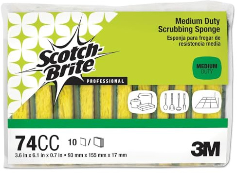 Medium-Duty Scrubbing Sponge, 3 1/2 x 6 1/4, 10/Pack, Sold as 1 Package by Scotch-Brite PROFESSIONAL
