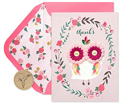 Papyrus Thank You Cards with Envelopes, Lovely Owl (8-Count)