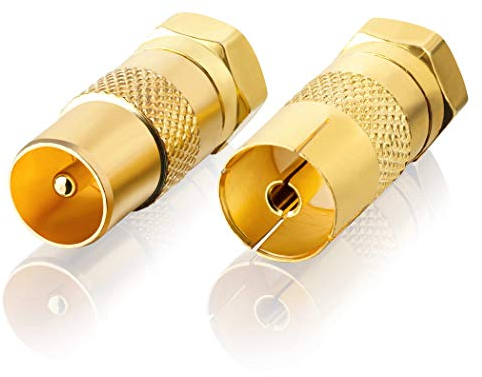 SEBSON SAT Antenne Adapter Set - 1x F-Stecker auf Koax Stecker (IEC), 1x F-Stecker auf Koax Buchse (IEC) - Antennenkabel Adapter