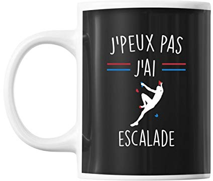 Planetee Mug Escalade | Tasse Cadeau Humour j'peux pas Noir