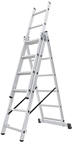 KADAX Escalera Multifunción de Aluminio - Hasta 150 kg, Con Ganchos, Deslizante (6 Peldaños) - Multiusos