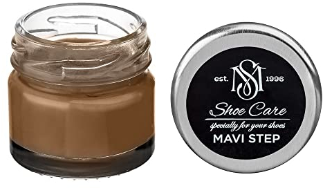 MAVI STEP Creme de Beaute Lederschuhcreme auf Wachsbasis, 177 Hellgrau Gelb Braun, 25 ml / 0.85 oz