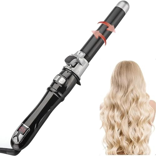 Automatic Rotating Hair Curler Wand, TANSHINE 32mm Large Barrel Beach Hair Waver Curling Wand for Long Hair,Electric Auto Big Curling Iron with Adjustable Heat Setting 100-220℃,60 Mins Auto Off