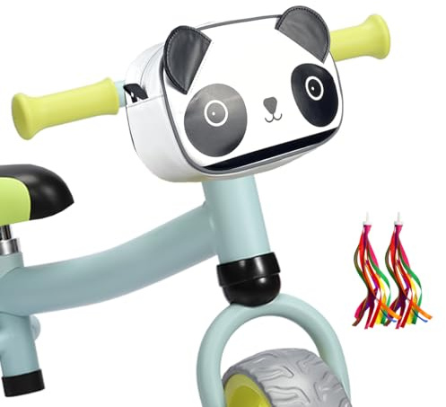 TOURSLOV Kids Bike Basket, Water Resistant Bike Handlebar Bag, Scooter Basket Bicycle Basket Front Bike Accessories Gift for Boys Girls Toddlers, with Shoulder Strap and 2 Bike Streamers Tassels