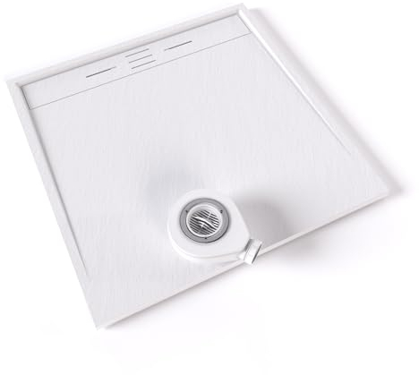 Plato de ducha SMC Hiemal 100x100 cm |Moments of Glass | Gris RAL 7030 – Antiderrapante, Textura Pizarra, Antibacteriano, Resistente a agentes químicos – Incluye válvula y rejilla