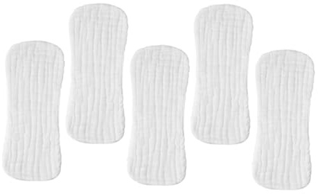 minkissy Reusable Cotton Baby Diaper Liners 5pcs Small Size 35x15cm Washable Breathable Absorbent Newborn 0-3 Months Stretchable Baby Burp Cloths for Infant Care