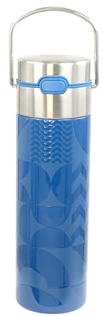 Eigenart Leeza Geo Blue Double-Walled Thermal Water Bottle Stainless Steel with Sports Cap and Strainer, BPA-Free, 500 ml