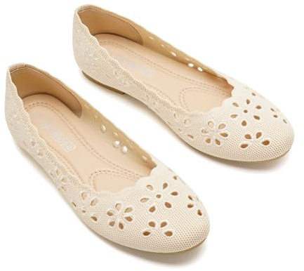 GLAMORA Ballerines Femme Dentelle Ajourée Bout Rond Chaussures Plates Tissu Respirant Semelle Souple Antidérapante Confort Léger Ballerine Femme Élégantes Été