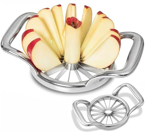 Affettatrice di mele extra large da 14 cm, 16 fette di mele fini e vuoto-mele, taglierina, separatore, potatore per frutta e verdura, affilata e robusta, facile da regalare per mamma