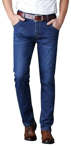 Herrjeans, Rakt Skurna, Fodrade, Fleece, Tjocka Termobyxor Av Bomull, Termojeans, Resår I Midjan, Vinterbyxor Med Fleecefoder, Varma Vinterfoder, Storlekar S-7XL(Blue,3XL)