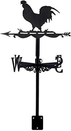 Veleta de Metal con Forma de Gallo para jardín, Kit indicador de dirección del Viento con Revestimiento para decoración de jardín Exterior, Techo y Potrero.
