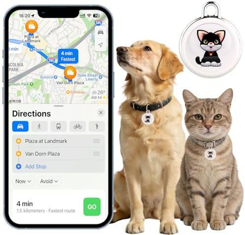 Smart GPS Tracker for Dogs|mini Easy to use Cat GPS Tracker|Waterproof and Drop-Proof|Real-time Positioning Smart Alarm pet Tracker|Extra Long Battery Life of 365 Day|No Subscription (Android & iOS)