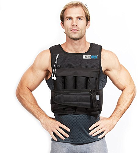 RUNmax Unisex-Erwachsene RM20_NP Gewichtsweste, 5,4 kg-63,5 kg (ohne Schulterpolster, 9 kg), Schwarz, Without Shoulder Pads