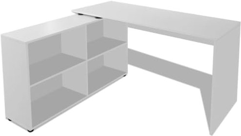 vidaXL Escritorio Esquina 4 Estantes Blanco Madera Aglomerada Mesa Estantería