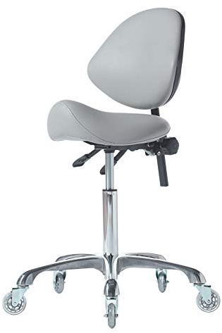 Frniamc - Selle hydraulique à roulettes réglable - Robuste (204 kg) - Pour salon de beauté, massage, clinique et bureau - Gris